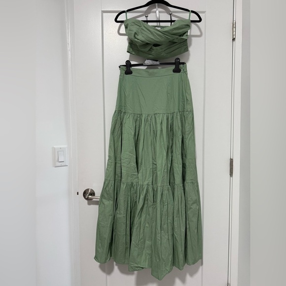 Runaway The Label Ayla Sage Green Crop Top & Maxi Skirt Set - Size Medium, US 6 - Picture 4 of 14